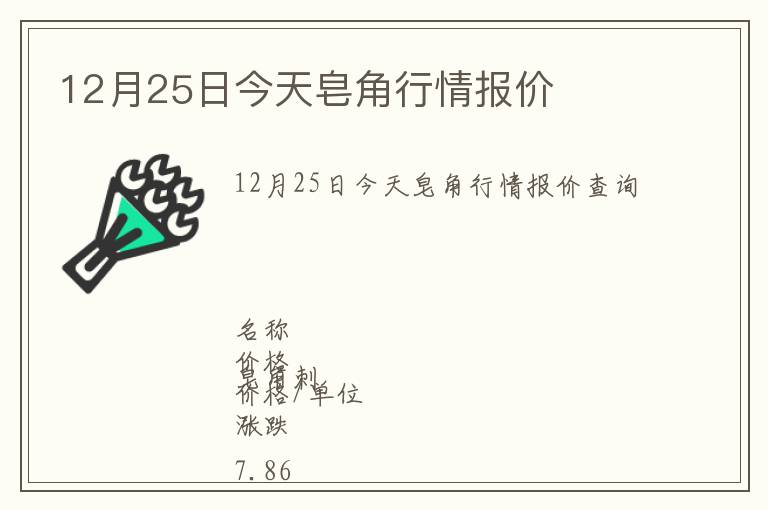 12月25日今天皂角行情報價