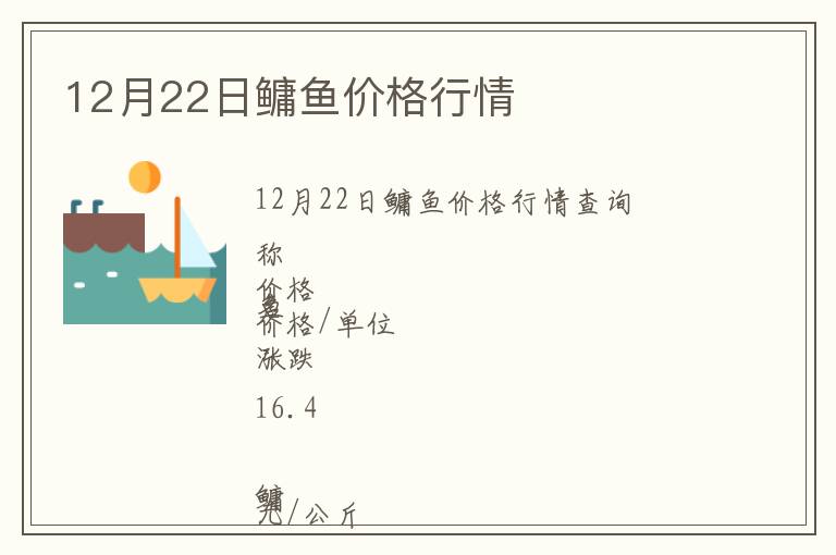 12月22日鳙魚價格行情