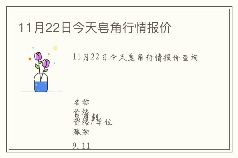 11月22日今天皂角行情報價